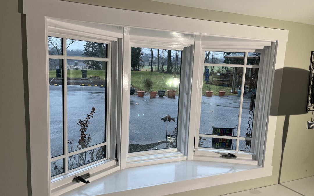 High-Gloss Paint Finish on Bay Windows and Trim